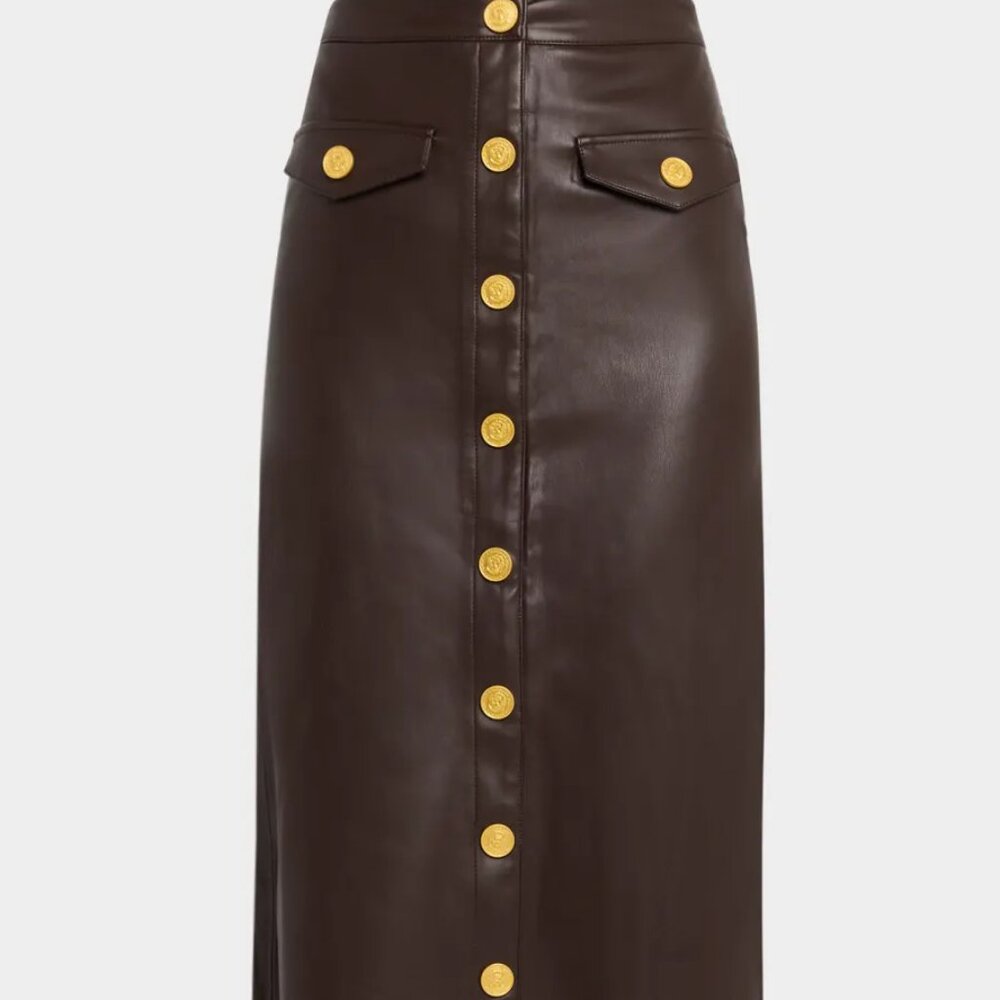 L'Agence Milan Vegan Leather Skirt - Dark Syrah